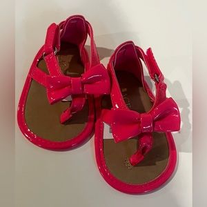 Children’s Place Hot Pink Patent Velcro closure baby sandals -size 3 months